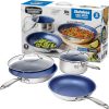 GRANITESTONE 7787 Classic Blue 5-Piece Stainless Steel Tri-Ply Nonstick Diamond Infused Coating Cookware Set