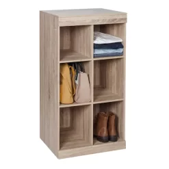 Honey Can Do Brown Stackable 6 Cube Shelf Organizer with Anti-Tip Hardware