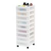 IRIS White 9-Drawer Storage Cart With Organizer Top
