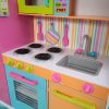 KidKraft Deluxe Big and Bright Wooden Play Kitchen with Play Phone, Neon Colors
