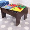 KidKraft Reversible Wooden Activity Table with Board and Train Set, Espresso