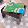 KidKraft Reversible Wooden Activity Table with Board and Train Set, Espresso