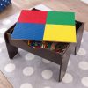 KidKraft Reversible Wooden Activity Table with Board and Train Set, Espresso