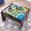KidKraft Reversible Wooden Activity Table with Board and Train Set, Espresso