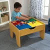 KidKraft Reversible Wooden Activity Table with Board and Train Set, Natural