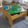 KidKraft Reversible Wooden Activity Table with Board and Train Set, Natural