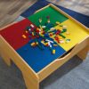KidKraft Reversible Wooden Activity Table with Board and Train Set, Natural
