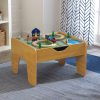 KidKraft Reversible Wooden Activity Table with Board and Train Set, Natural