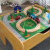 KidKraft Reversible Wooden Activity Table with Board and Train Set, Natural
