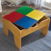 KidKraft Reversible Wooden Activity Table with Board and Train Set, Natural