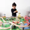 KidKraft Waterfall Mountain Wooden Train Set & Table with 120 Pieces, 3 Storage Bins