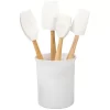 Le Creuset JS450-16 Silicone Craft Series Utensil Set with Stoneware Crock, 5 pc., White