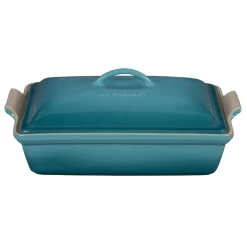 Le Creuset PG07053A-3317 Stoneware Heritage Covered Rectangular Casserole, 4 qt. (12" x 9"), Caribbean