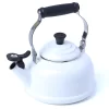 Le Creuset Q3101-16 Enamel On Steel Whistling Tea Kettle, 1.7 qt., White