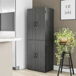 Mainstays 4-Door 5' Storage Cabinet, Black Oak