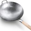 Mammafong Round Bottom 14-inch Traditional Carbon Steel Wok Pan - Authentic Hand Hammered Woks and Stir Fry Pans - Pow Wok with no chemical coating