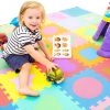 ProSource Kids Foam Puzzle Floor Play Mat with Shapes & Colors 36 Tiles, 12