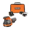 RIDGID R8606B-AC93044SBN 18V Cordless 5 in. Random Orbit Sander with (2) 4.0 Ah Batteries, 18V Charger, and Bag