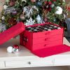 Santa's Bag Red 3-Drawer Ornament Storage Box
