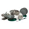 Stanley Base Camp Cook Set for 4 | 21 Pcs Nesting Cookware Made from Stainless Steel & BPA Free Material | Incl Pot, lid, Cutting Board, Spatula, Plates, Spoons, Forks, Bowls, Dish Rack, Trivet