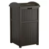 Suncast GH1732J 33 Gallon Can Resin Outdoor Trash Hideaway with Lid Use in Backyard, Deck, or Patio, Brown