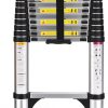 Telescoping Ladder, SocTone 12.5 FT Aluminum Lightweight Extension Ladder with 2 Triangle Stabilizers, Heavy Duty 330lbs Max Capacity, Multi-Purpose Collapsible Ladder for RV or Outdoor Work