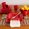 10 Strawberry Street Nova Square 16-Piece Stoneware Dinnerware Set, Red