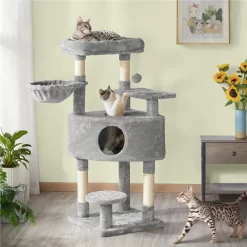 46" Burrowsville Cat Tree (Light Gray)