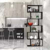 Homfa Geometric Bookcase Wooden Wood S Shape Storage Display Unit Bookcase Bookshelf 6-tier Storage, 75