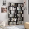 Homfa Geometric Bookcase Wooden Wood S Shape Storage Display Unit Bookcase Bookshelf 6-tier Storage, 75