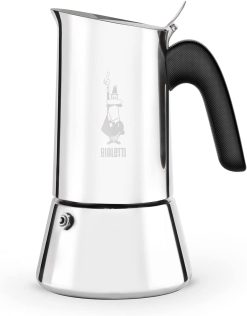 Bialetti - New Venus Induction, Stovetop Coffee Maker, Suitable for all Types of Hobs, Stainless Steel, 10 Cups (15.5 Oz), Aluminum, Silver
