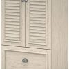 Bush Furniture Fairview Storage Cabinet with Drawer in Antique White and Tea Maple