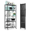 COOKCOK 5-Tier Storage Shelving Unit,Heavy Duty Metal Shelf 28.03x12.2x62.5,Foldable Storage Shelf with Wheels