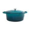 Crock-Pot 109475.02 Artisan Oval Enameled Cast Iron Dutch Oven, 7-Quart, Teal Ombre