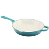 Crock Pot 111988.01 Artisan 12 Inch Enameled Cast Iron Round Skillet, Teal Ombre