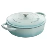 Crock Pot 125298.02R Artisan Enameled Cast Iron Braiser W/Lid, 5 Quart, Aqua