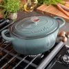 Crock-Pot 69146.02 Artisan Oval Enameled Cast Iron Dutch Oven, 7-Quart, Slate Gray
