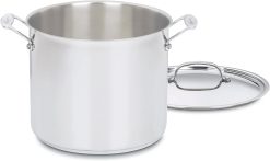 Cuisinart Chef's Classic 12-Quart Cover stockpot, Included-14.3"(L Handles) x 10.2" Includes lid Pot Only Height & Width: 8.6" (H) x 10.5" (W), Silver