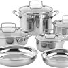 Cuisinart TPS-10 Professional Performance Tri-Ply 10-Piece Classic Cookware Set, Heat Surround Technology, Drip Free Pouring with Cool Grip Handles, Stainless Steel