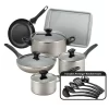 Farberware 21805 Dishwasher Safe 15-Piece Aluminum Nonstick Cookware Set in Champagne