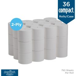 Georgia-Pacific Angel Soft Professional Series Compact Embossed Coreless 2-Ply Toilet Paper, 19371, 750 Sheets per Roll, 36&nbsp;Rolls per Case