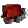 Gibson Soho Lounge Square 16-Piece Dinnerware Set - Red