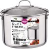 Gourmet Edge 12-Quart Stock Pot - Stainless Steel Soup Pots with Lid as Dishwasher and Oven Safe Cookware, Silver