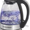 Hamilton Beach Glass Electric Tea Kettle, Water Boiler & Heater, 1 L, Cordless, LED Indicator, Auto-Shutoff & Boil-Dry Protection (40930), Clear