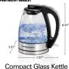Hamilton Beach Glass Electric Tea Kettle, Water Boiler & Heater, 1 L, Cordless, LED Indicator, Auto-Shutoff & Boil-Dry Protection (40930), Clear