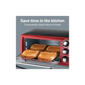 Hamilton Beach Toaster Oven, Red with Gray Accents, 31146