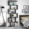 Homfa Geometric Bookcase Wooden Wood S Shape Storage Display Unit Bookcase Bookshelf 6-tier Storage, 75