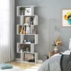 Homfa Geometric Bookcase Wooden Wood S Shape Storage Display Unit Bookcase Bookshelf 6-tier Storage, 75