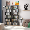 Homfa Geometric Bookcase Wooden Wood S Shape Storage Display Unit Bookcase Bookshelf 6-tier Storage, 75