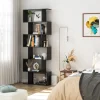Homfa Geometric Bookcase Wooden Wood S Shape Storage Display Unit Bookcase Bookshelf 6-tier Storage, 75